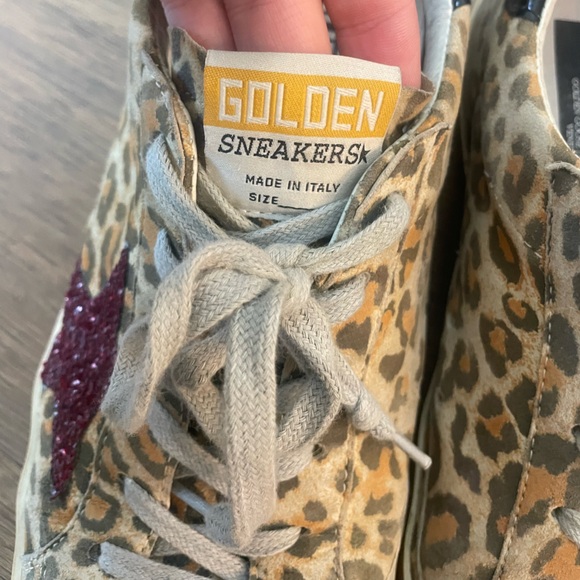 GOLDEN GOOSE SUPERSTAR SNEAKERS LEOPARD SUEDE & RED GLITTER STAR - Picture 9 of 14